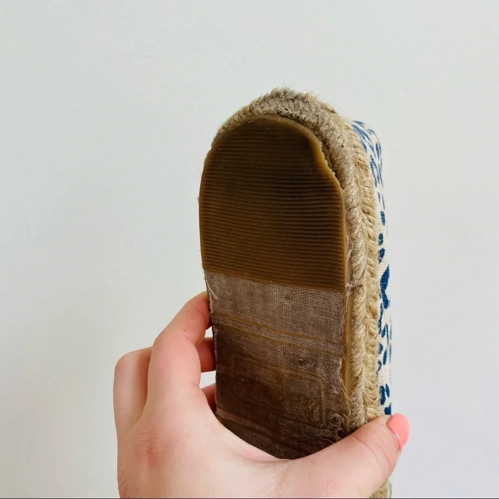 Sam Edelman Blue Cheetah Print Canvas/Linen Espadrilles - Summer Flats